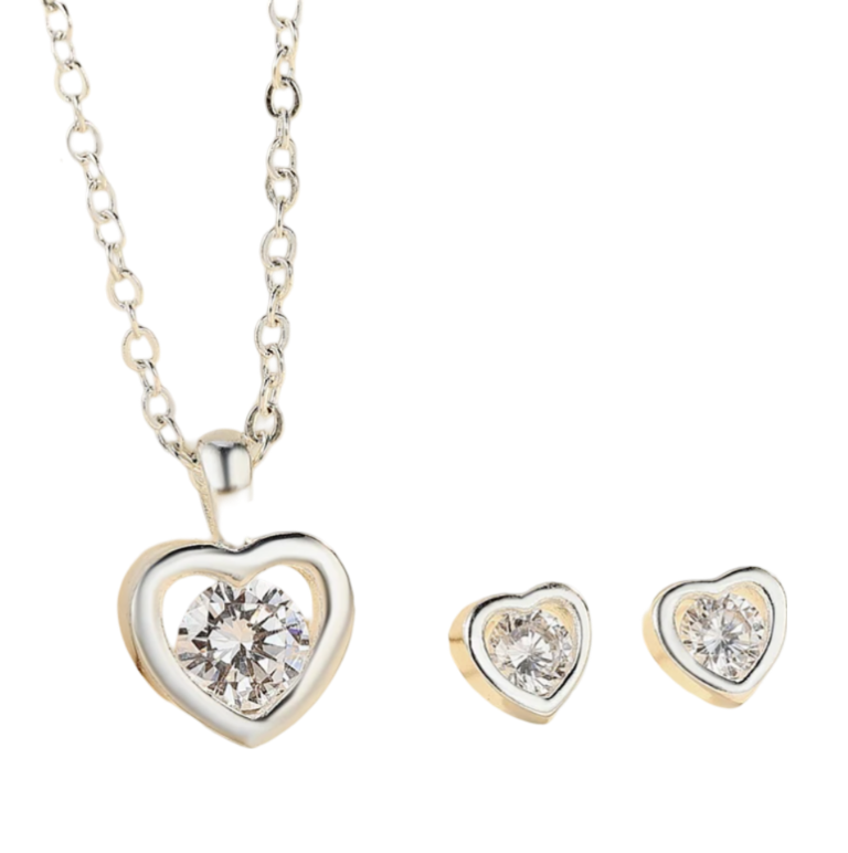 Schmuckset Ohrringe + Halskette Schmuck Edelstahl Weißgold plattiert (vergoldet)