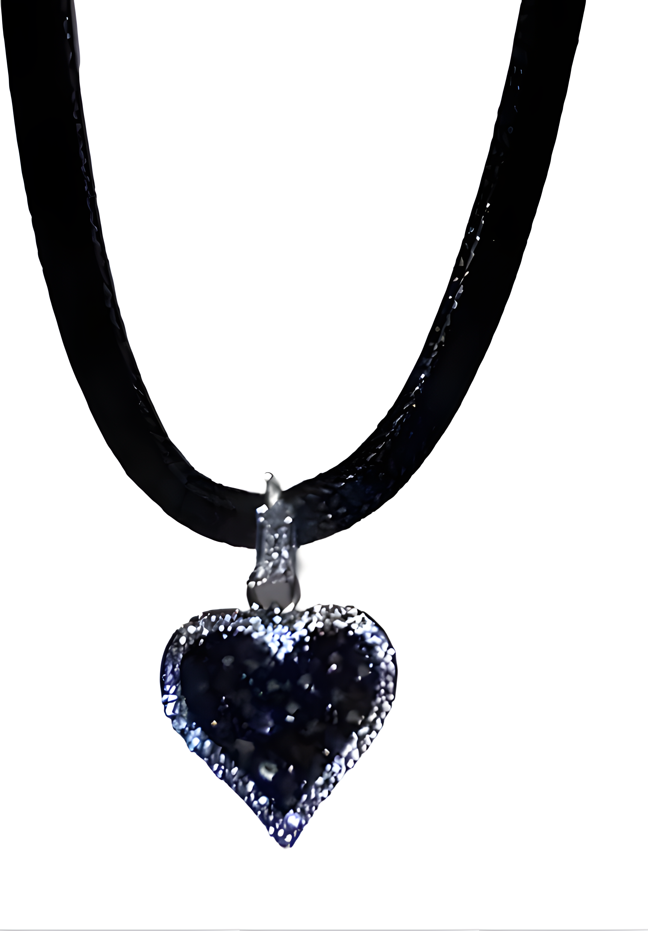 Halskette Samt Choker Herz Anhänger gothic punk Edelstahl Silber Schwarz