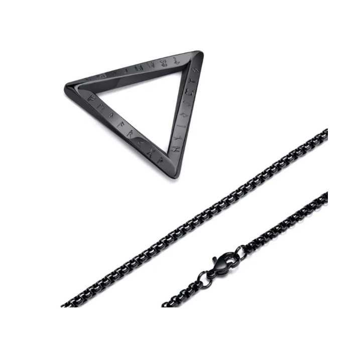 Nordische Halskette Dreieck Edelstahl Gothic Wikinger Runen