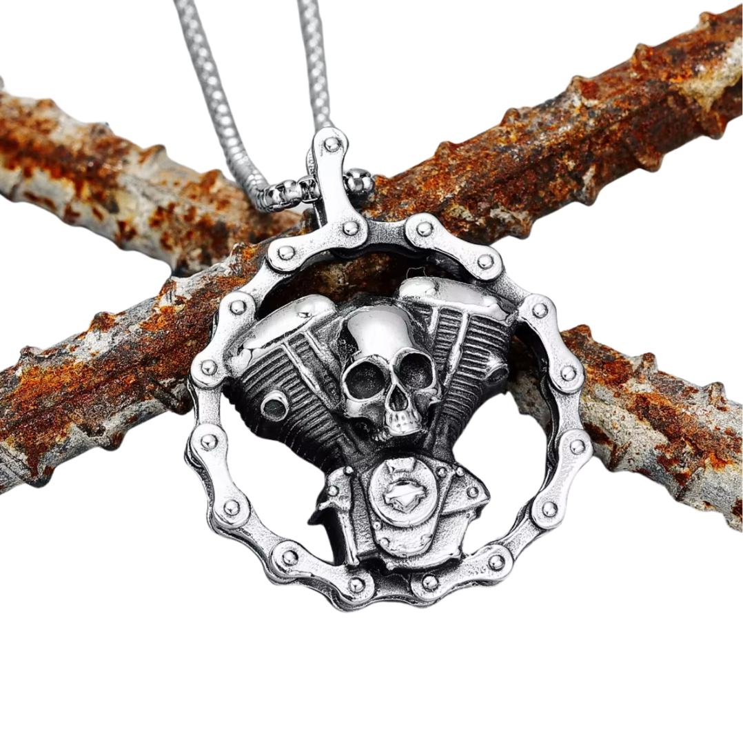 Halskette Totenkopf Motor 60 cm