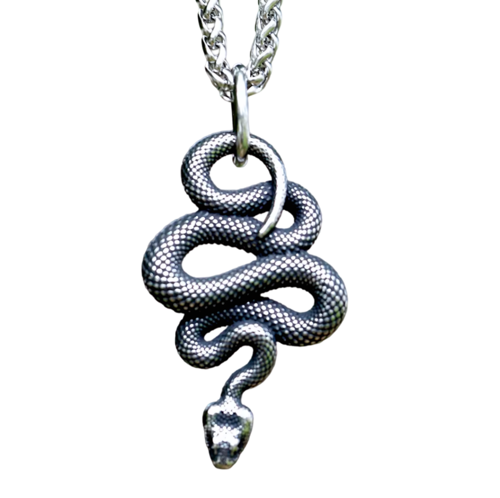 Schlange Reptil Halskette Gothik Punk Anhänger Kette Edelstahl silber 60 cm