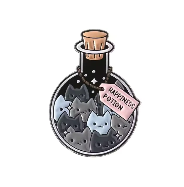Metall Anstecker „Happiness Potion“  – Katzen Pin
