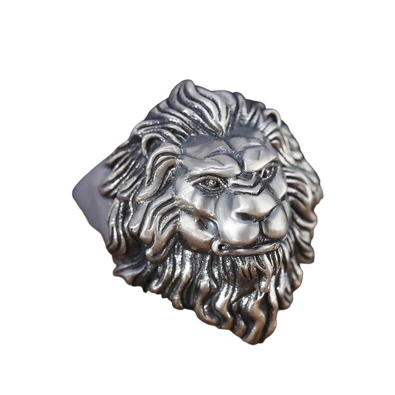 Löwenring Edelstahl Silber Ring Löwe Schmuck Herrenring Größenverstellbar