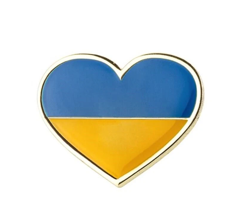 Herz-Anstecker Ukraine – Anstecknadel Blau Gelb Solidarität Gold-Optik