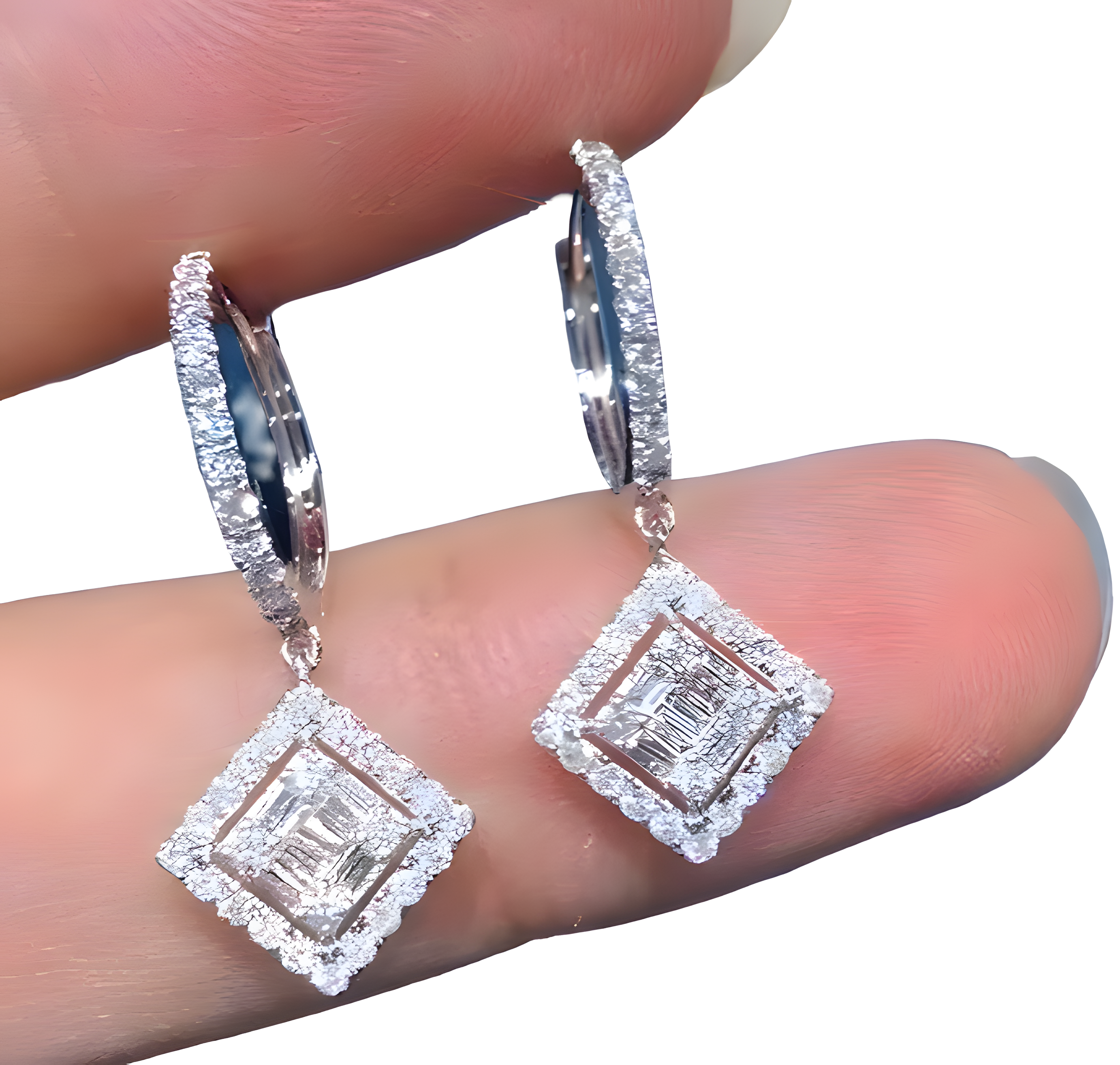 Schicke Ohrringe Schmuck Creolen Zirkonia Strass Weißgold plattiert (vergoldet)