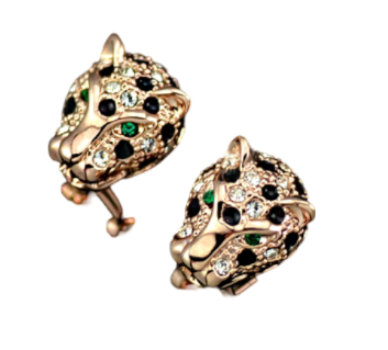 süße Ohrringe Schmuck Leopard Löwe Ohrstecker Gold plattiert (vergoldet) Katze