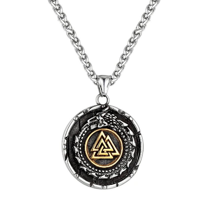 Nordische Halskette Valknut Rune Wikinger Vikings Amulett Anhänger 37 mm
