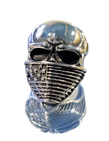Ring American Totenkopf Biker USA Flagge Siegelring Edelstahl riesig