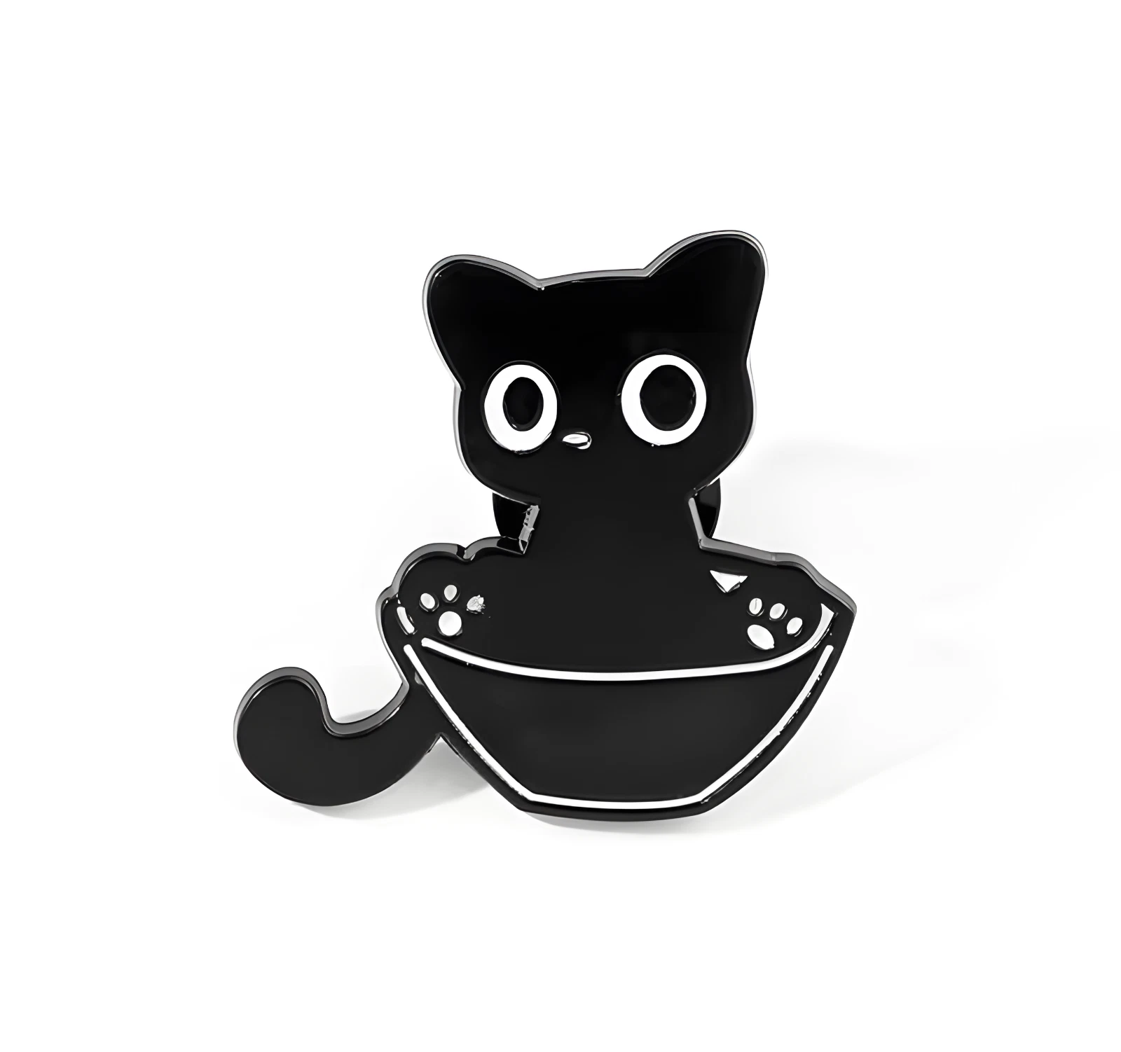 Pin Schwarze Katze in Schüssel – Niedlicher Katzen Anstecker