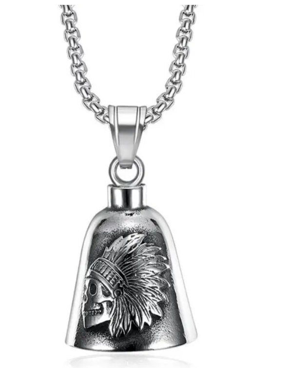Biker Bell Glocke Metall Anhänger Motorrad Totenkopf Glücksbringer MC