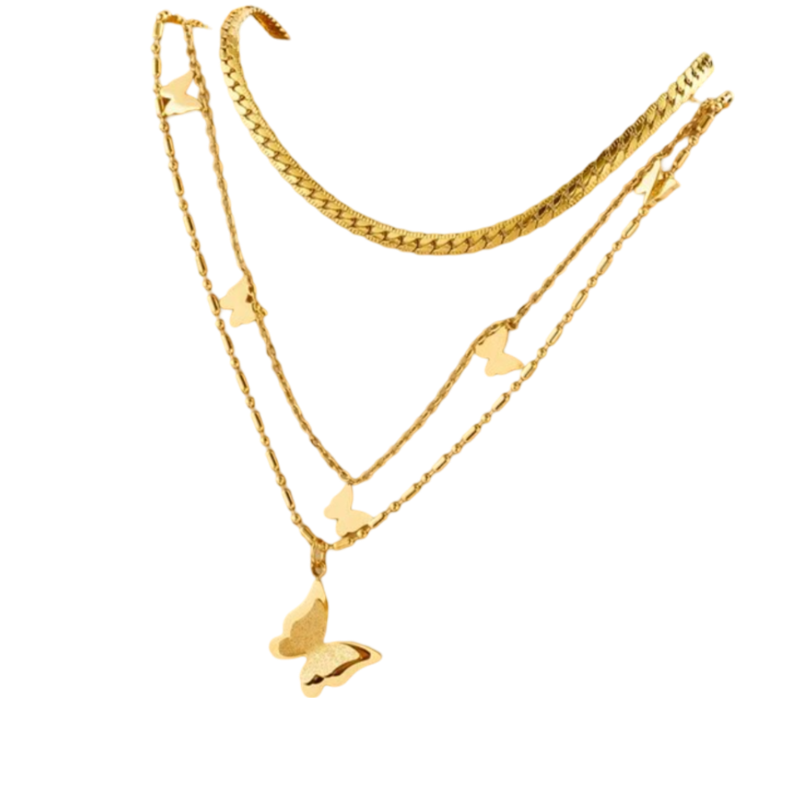 Schöne Halskette Schmetterling Schmuck Gold plattiert (vergoldet)