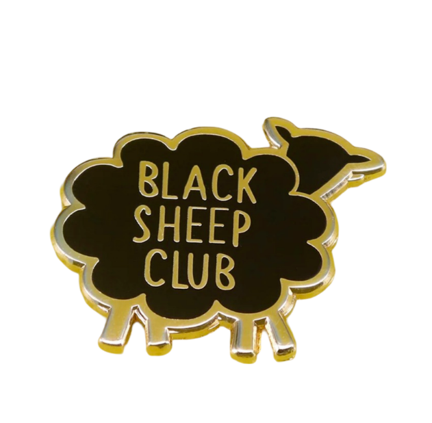Anstecker Black Sheep Club schwarzes Schaf Metall